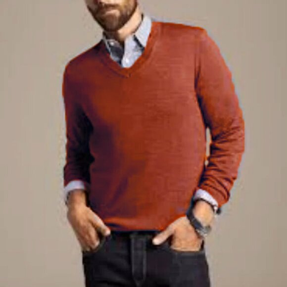 Banana Republic extra fine merino wool V-neck sweater size L Tall - Picture 1 of 8